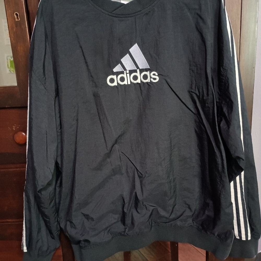 Adidas Vintage 1990 Men's Black Retro Windbreaker/ Rain Pull Over Jacket